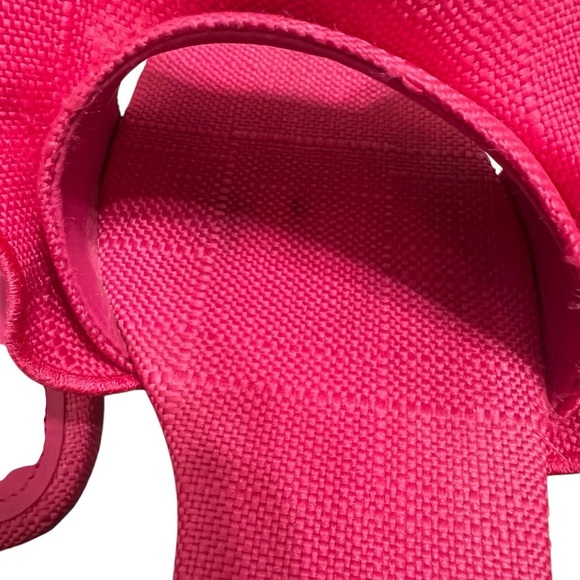 Larroudé Ivy Ruffle Flat Mule Pink Raffia Size 8 - Picture 7 of 12